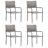 Garden Dining Chairs 4 pcs Stackable Grey Poly Rattan