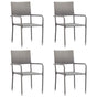 Garden Dining Chairs 4 pcs Stackable Grey Poly Rattan