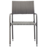 Garden Dining Chairs 6 pcs Stackable Grey Poly Rattan - Side View