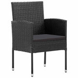 Garden Chairs with Black Cushions 2 pcs Black Poly Rattan - Front View