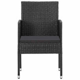 Garden Chairs with Black Cushions 2 pcs Black Poly Rattan - Side View