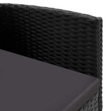 Garden Chairs with Black Cushions 2 pcs Black Poly Rattan - Rear View