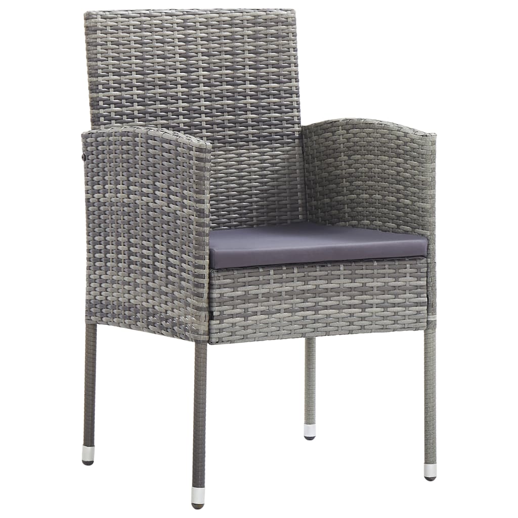 Garden Chairs with Dark Grey Cushions 4 pcs Grey Poly Rattan