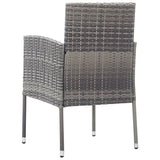 Garden Chairs with Dark Grey Cushions 4 pcs Grey Poly Rattan