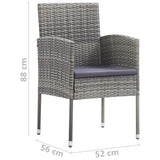 Garden Chairs with Dark Grey Cushions 4 pcs Grey Poly Rattan - Close-Up Angle