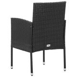 Garden Chairs with Black Cushions 4 pcs Black Poly Rattan - 45-Degree Angle