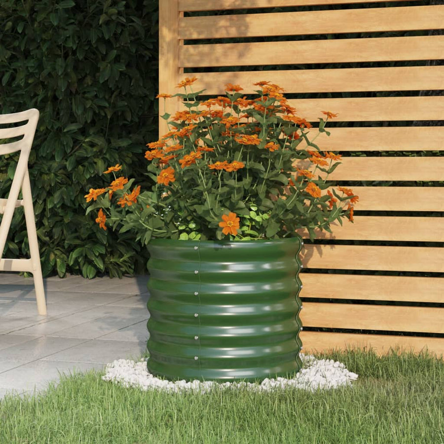 Garden Planter Galvanised Steel 40x40x36 cm Green
