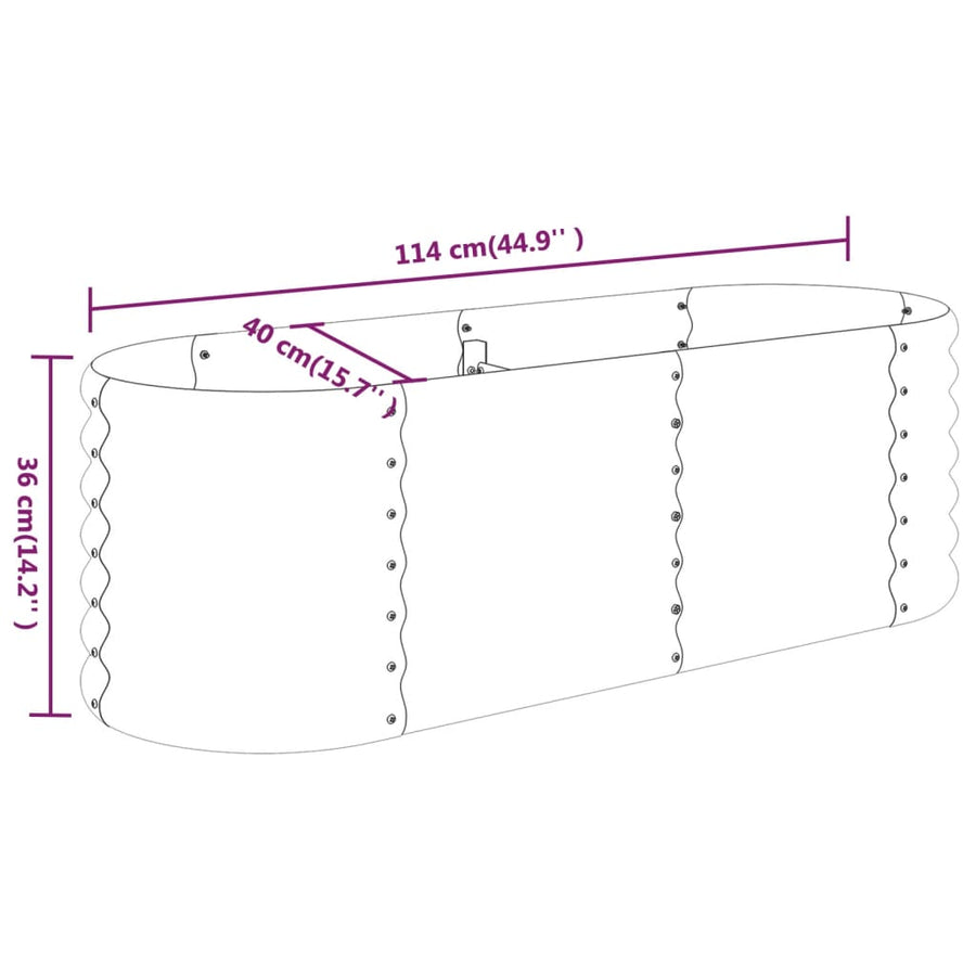 Garden Raised Bed Galvanised Steel 114x40x36 cm Green