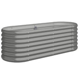 Garden Raised Bed Galvanised Steel 114x40x36 cm Grey - Front View