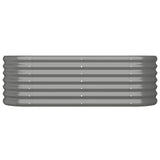 Garden Raised Bed Galvanised Steel 114x40x36 cm Grey - Side View