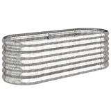 Garden Raised Bed Galvanised Steel 114x40x36 cm Silver - Front View