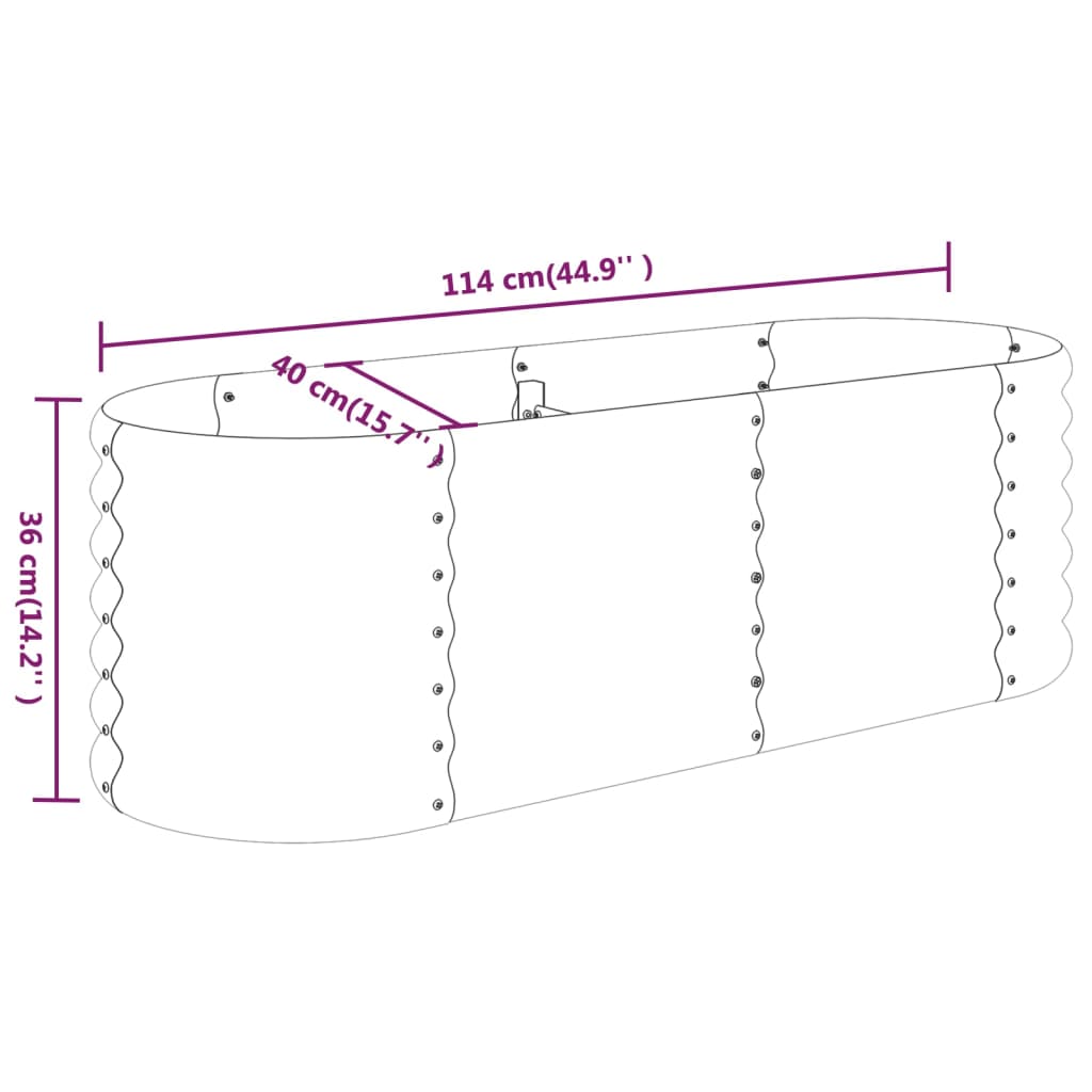 Garden Raised Bed Galvanised Steel 114x40x36 cm Silver