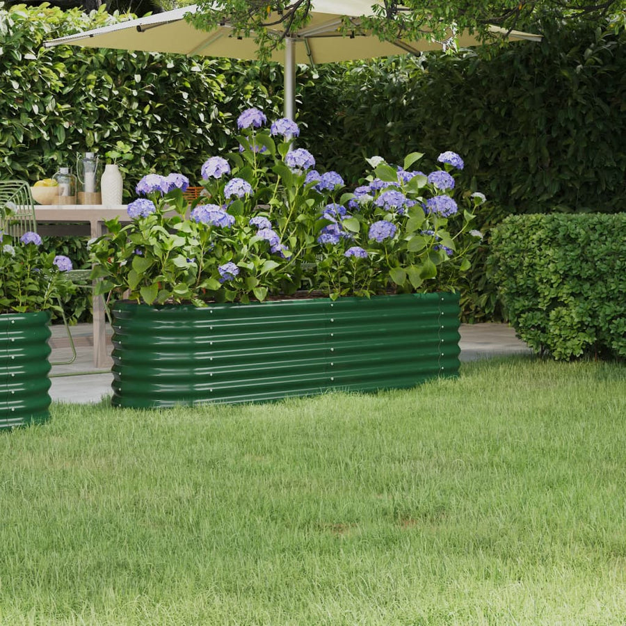 Garden Raised Bed Galvanised Steel 152x40x36 cm Green