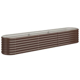 Garden Raised Bed Galvanised Steel 224x40x36 cm Brown - Front View