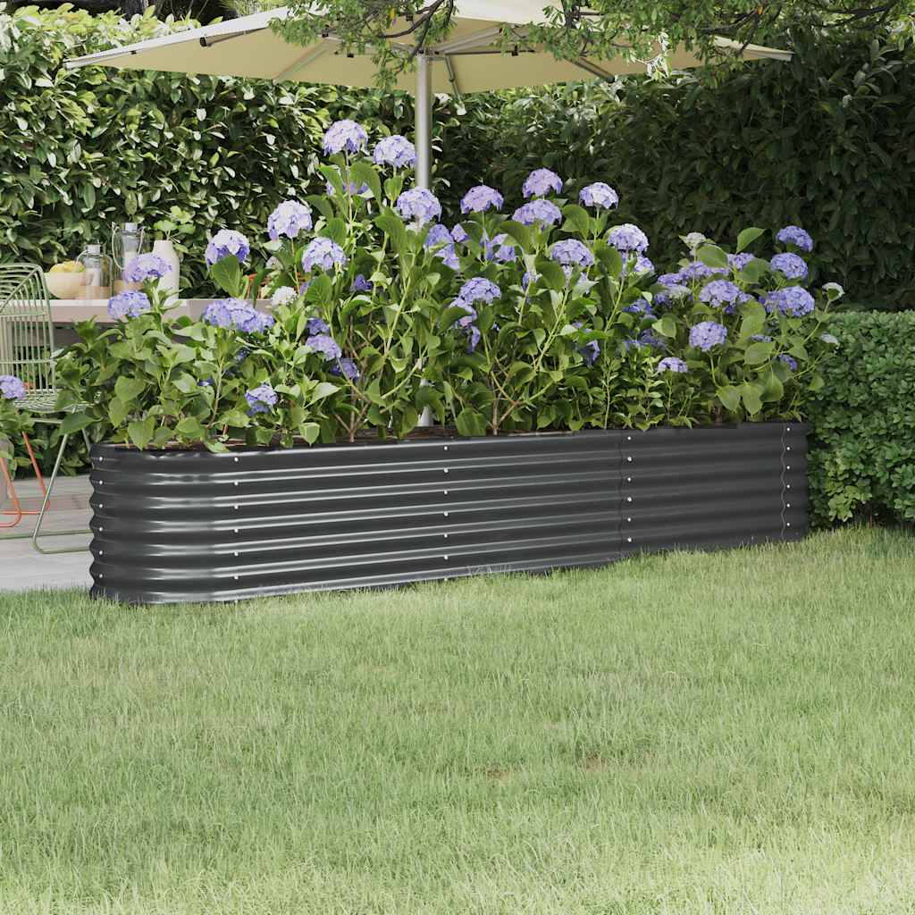 Garden Raised Bed Galvanised Steel 224x40x36 cm Anthracite