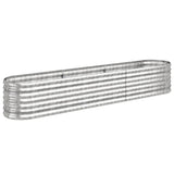 Garden Raised Bed Galvanised Steel 224x40x36 cm Silver - Front View