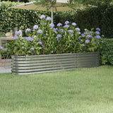 Garden Raised Bed Galvanised Steel 224x40x36 cm Silver