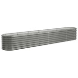 Garden Raised Bed Galvanised Steel 260x40x36 cm Grey - Front View