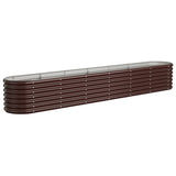 Garden Raised Bed Galvanised Steel 260x40x36 cm Brown - Front View