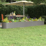 Garden Raised Bed Galvanised Steel 332x40x36 cm Grey