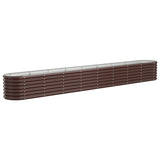 Garden Raised Bed Galvanised Steel 332x40x36 cm Brown - Front View