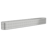 Garden Raised Bed Galvanised Steel 332x40x36 cm Silver - Front View