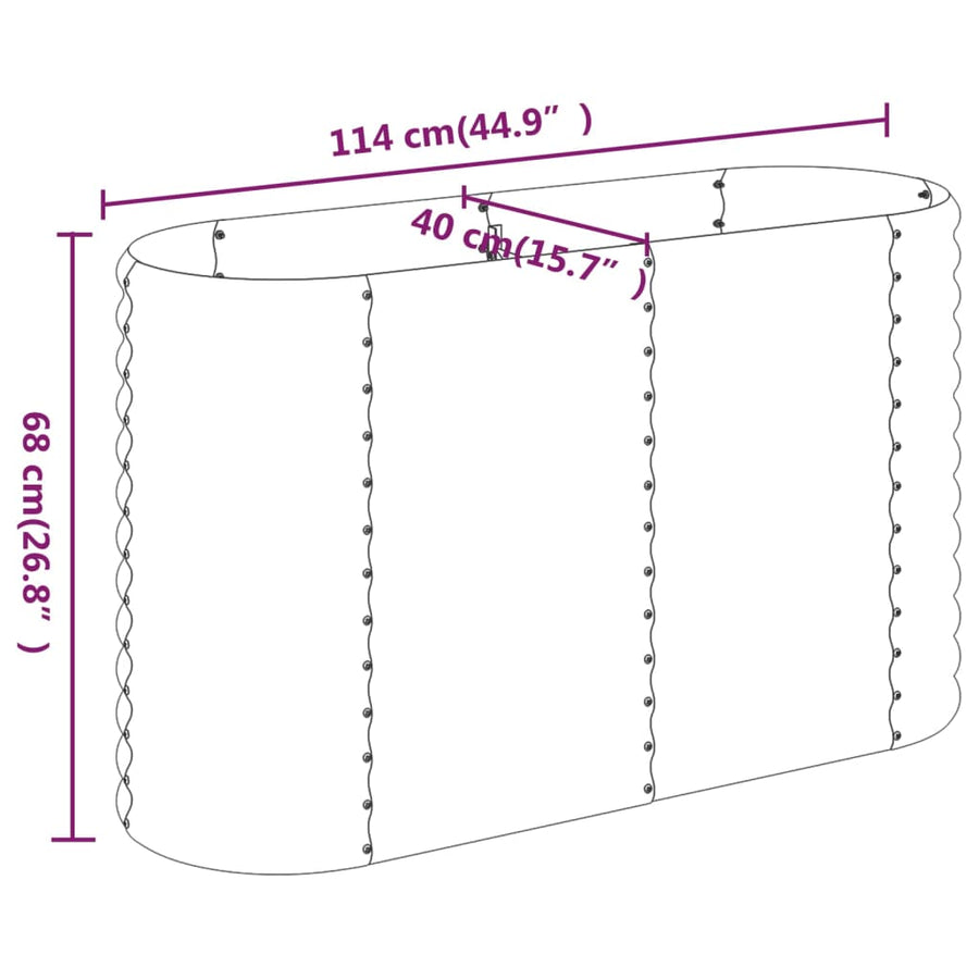 Garden Raised Bed Galvanised Steel 114x40x68 cm Brown