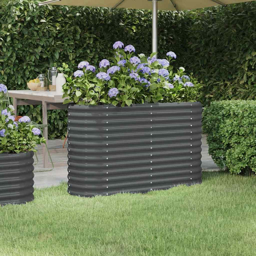 Garden Raised Bed Galvanised Steel 114x40x68 cm Anthracite