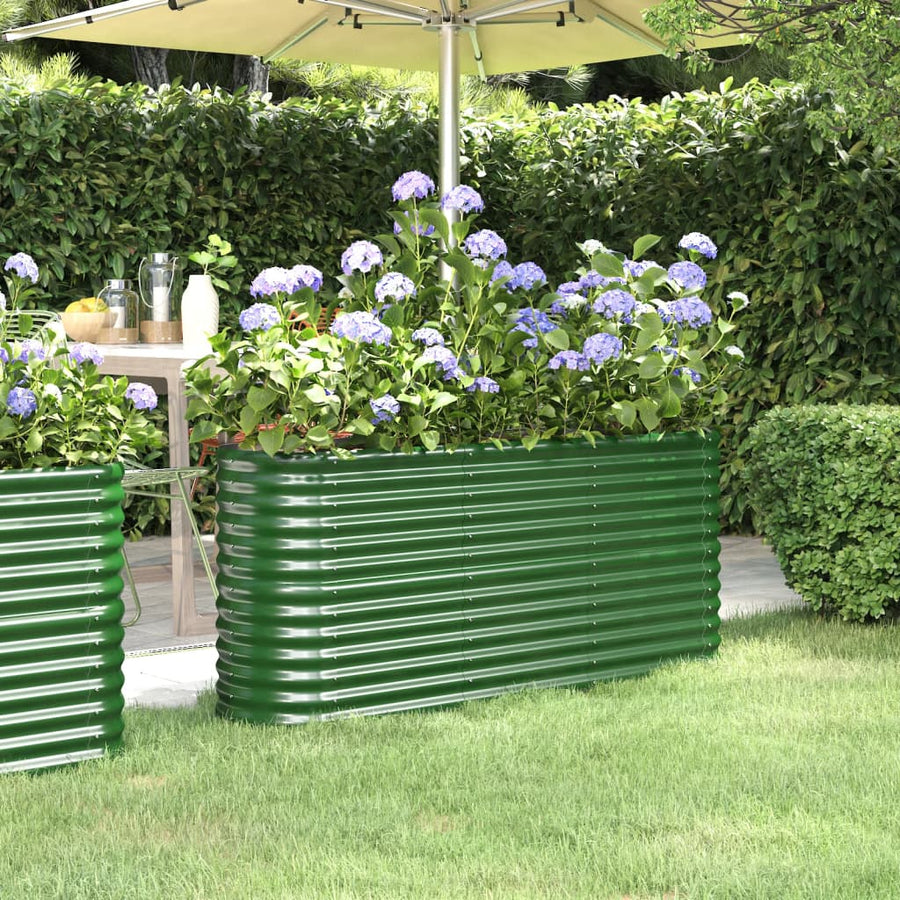 Garden Raised Bed Galvanised Steel 152x40x68 cm Green