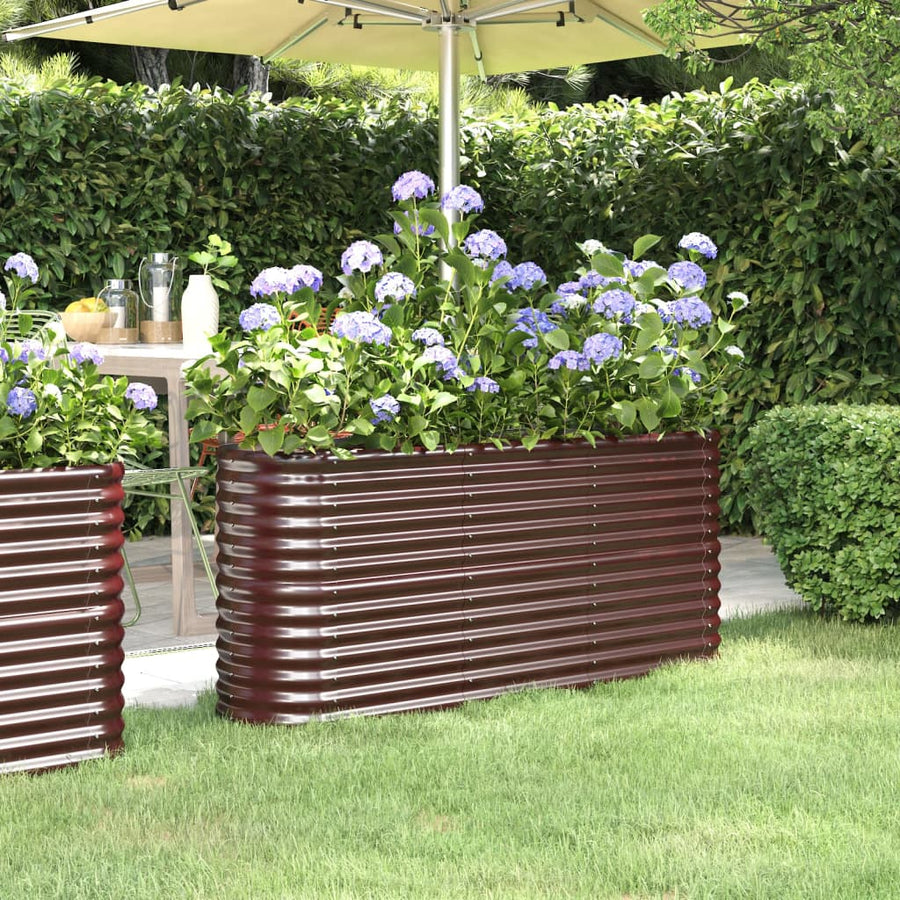 Garden Raised Bed Galvanised Steel 152x40x68 cm Brown
