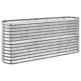 Garden Raised Bed Galvanised Steel 152x40x68 cm Silver - Front View