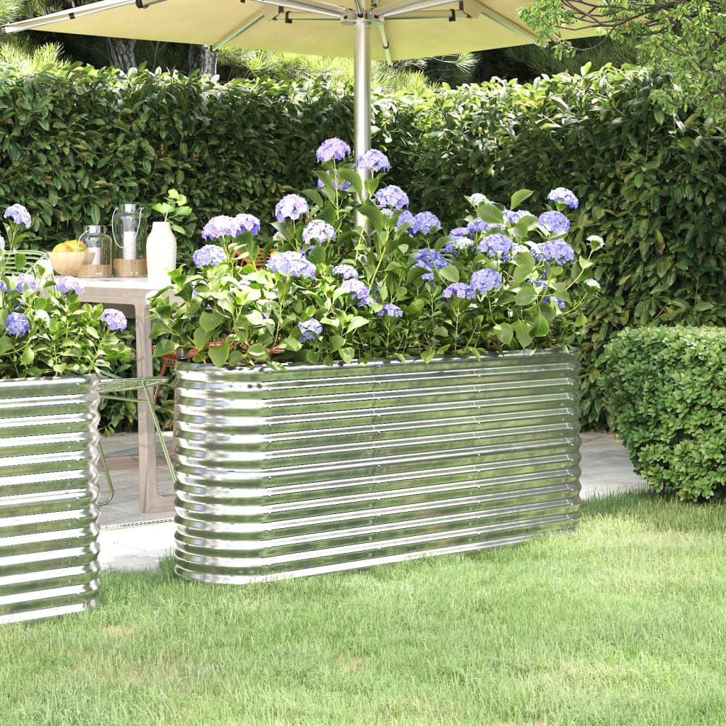 Garden Raised Bed Galvanised Steel 152x40x68 cm Silver