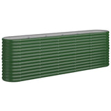 Garden Raised Bed Galvanised Steel 224x40x68 cm Green - Front View