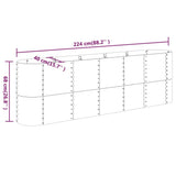Garden Raised Bed Galvanised Steel 224x40x68 cm Green