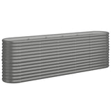 Garden Raised Bed Galvanised Steel 224x40x68 cm Grey - Front View