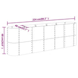 Garden Raised Bed Galvanised Steel 224x40x68 cm Grey