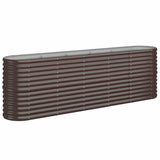 Garden Raised Bed Galvanised Steel 224x40x68 cm Brown - Front View