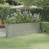Garden Raised Bed Galvanised Steel 224x40x68 cm Silver