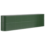 Garden Raised Bed Galvanised Steel 260x40x68 cm Green - Front View