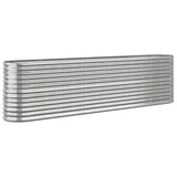 Garden Raised Bed Galvanised Steel 260x40x68 cm Silver - Front View