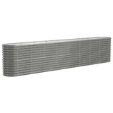 Garden Raised Bed Galvanised Steel 332x40x68 cm Grey - Front View