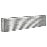 Garden Raised Bed Galvanised Steel 332x40x68 cm Silver - Front View
