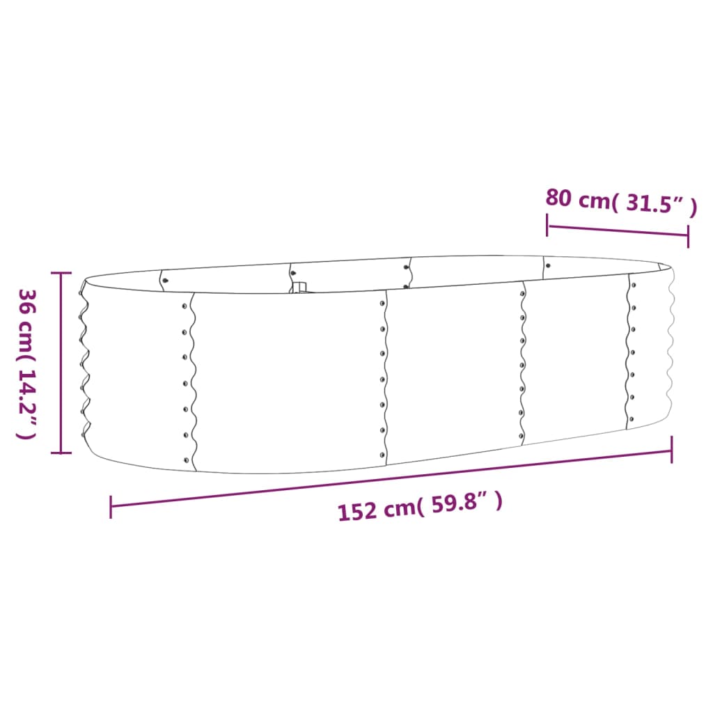 Garden Raised Bed Galvanised Steel 152x80x36 cm Brown