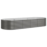 Garden Raised Bed Galvanised Steel 224x80x36 cm Grey - Front View