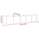 Garden Raised Bed Galvanised Steel 224x80x36 cm Grey - Rear View