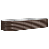 Garden Raised Bed Galvanised Steel 224x80x36 cm Brown - Front View