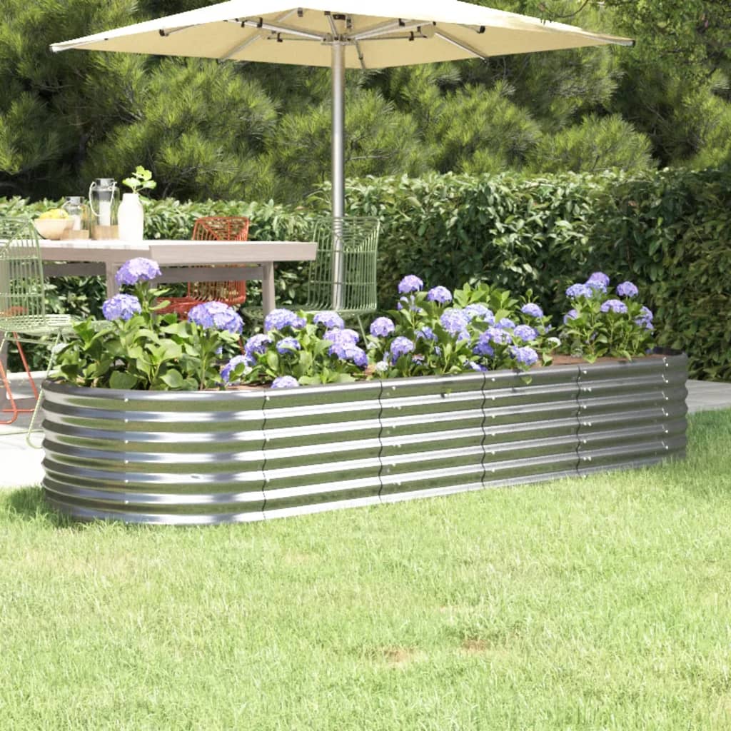 Garden Raised Bed Galvanised Steel 224x80x36 cm Silver