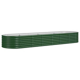 Garden Raised Bed Galvanised Steel 296x80x36 cm Green - Front View