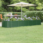 Garden Raised Bed Galvanised Steel 296x80x36 cm Green