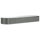 Garden Raised Bed Galvanised Steel 296x80x36 cm Grey - Front View